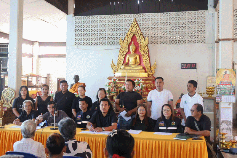 เทศบาลตำบลฉวาง ประชุมประชาคมการรับรองกรณีผู้ประสบอุทกภัย ประจำปี 2568 ชุมชนบ้านวังม่วง